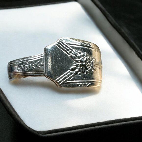 Silverware Artisan Ring Made Of Vintage Community Plate Silver Plated Spoon 8.5 - Picture 9 of 12